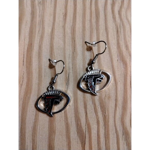 Georgia Football Sports Falcon Dangling Earrings Atlanta Red Black - Picture 3 of 4